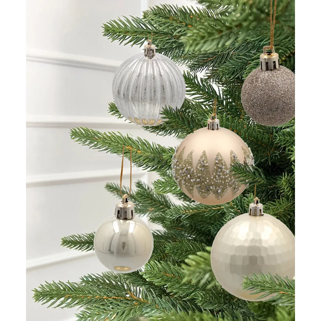 Ялинкова іграшка Chomik пластикові Кульки, сніжинки 30 шт, шампань (5900779895324_2)