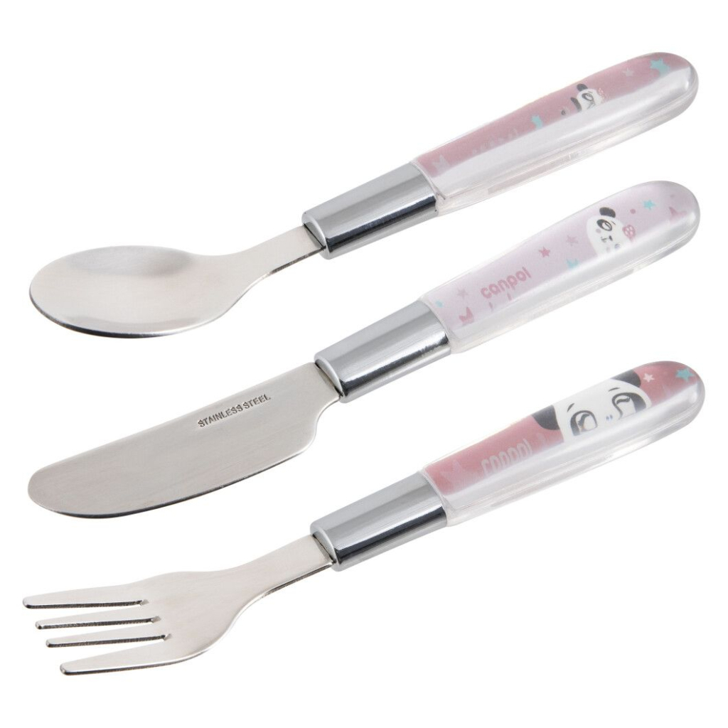 Набір дитячого посуду Lovi EXOTIC ANIMALS столові прибори з нержавіючої сталі, рожеві (9/477_pin2)