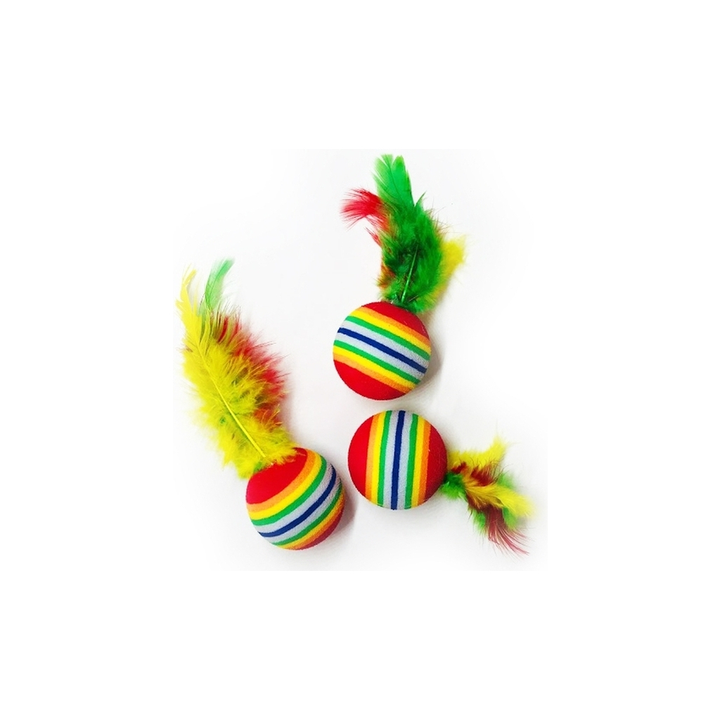 Іграшка для котів "FOX" Шар райдужний з пір'ям (6912102124789)