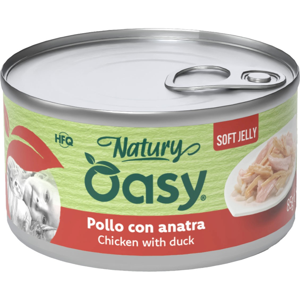 Консерви для котів OASY Wet Natury з куркою та качкою 85 г (8054329512890)