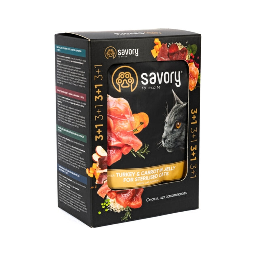 Вологий корм для кішок Savory for Kitten Salmon and Carrot in Gravy 3+1х85 г (2700000032831) Вологий корм для кішок Savory for Kitten Salmon and Carrot in Gravy 3+1х85 г (2700000032831)