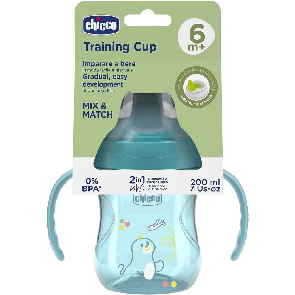 Поїльник-непроливайка Chicco Training Cup 200 мл. від 6 місяців (блакитна) (06921.25) Поїльник-непроливайка Chicco Training Cup 200 мл. від 6 місяців (блакитна) (06921.25)