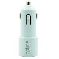 Зарядний пристрій Optima 2*USB (2.1A) + cable iPhone 4 White (45088)