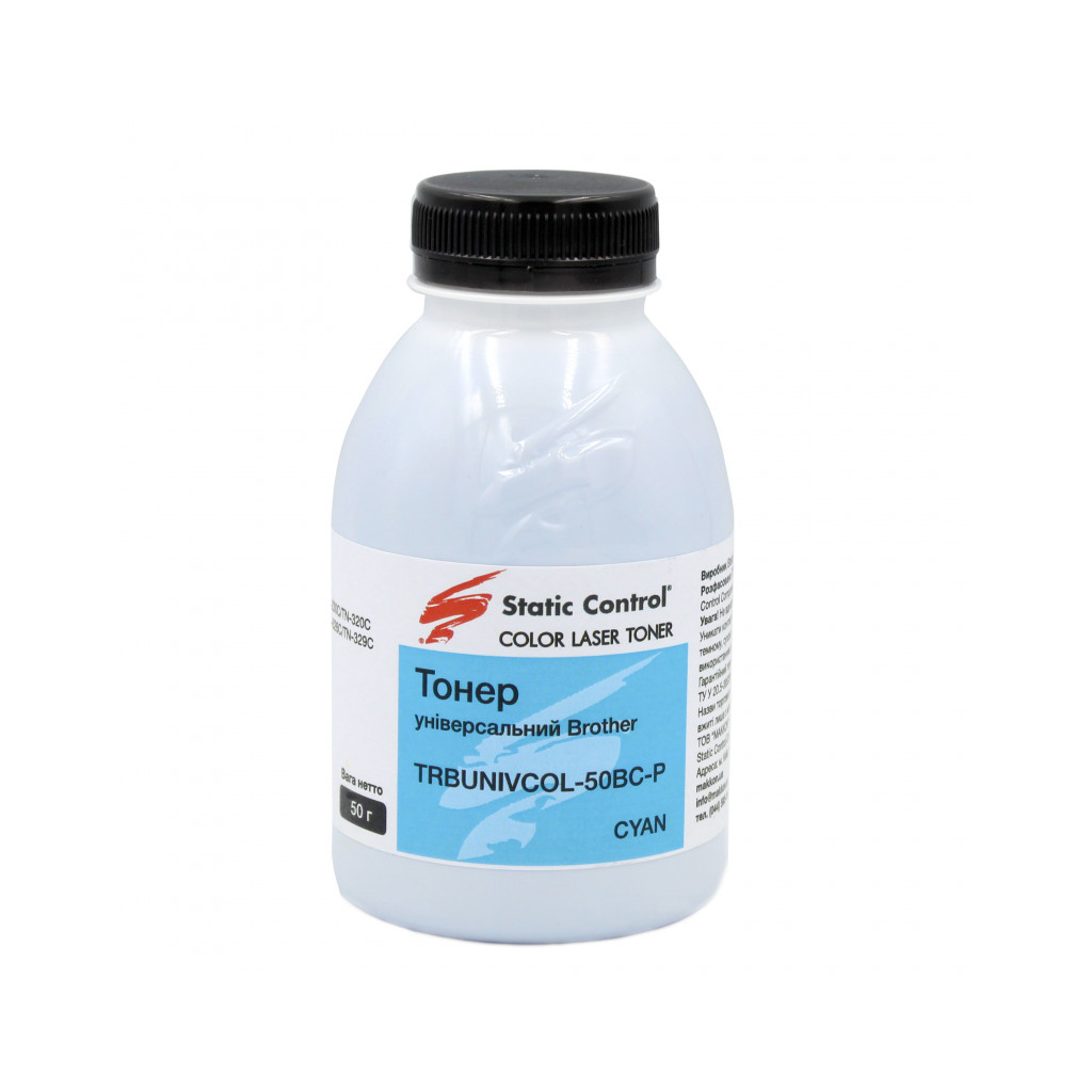 Тонер Brother 50г cyan, фасовка Static Control (TRBUNIVCOL-50BC-P) Тонер Brother 50г cyan, фасовка Static Control (TRBUNIVCOL-50BC-P)