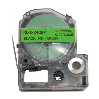 Label printer tape UKRMARK RL-E-K4GBP-BK/GR, analog LK4GBP. 12mm x 9m (CELK4GBP)