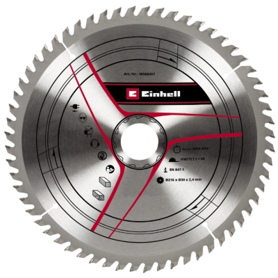 Диск пильний Einhell TCT KWB до торцової пилки, 216х30 мм, 60 зубц (588261)