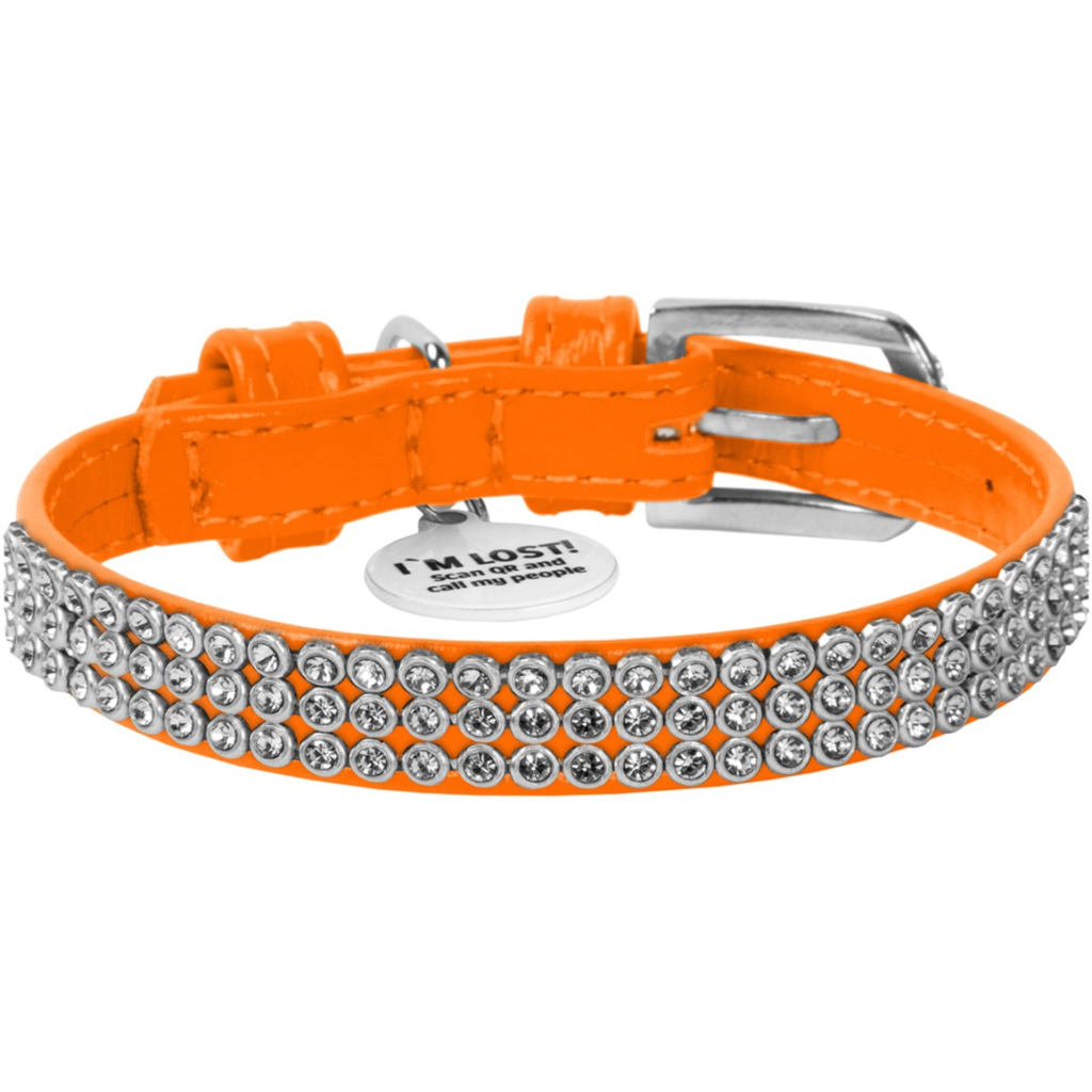 Нашийник для тварин WAUDOG Glamour з QR-паспортом "Стрази" XS Ш 12 мм помаранчевий (33084) Нашийник для тварин WAUDOG Glamour з QR-паспортом "Стрази" XS Ш 12 мм помаранчевий (33084)