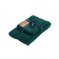 ARDESTO towel set of terry Lotus 2 pcs 50x90 cm indigo, 70x140 cm, 100% cotton, emerald (ART2357EM)