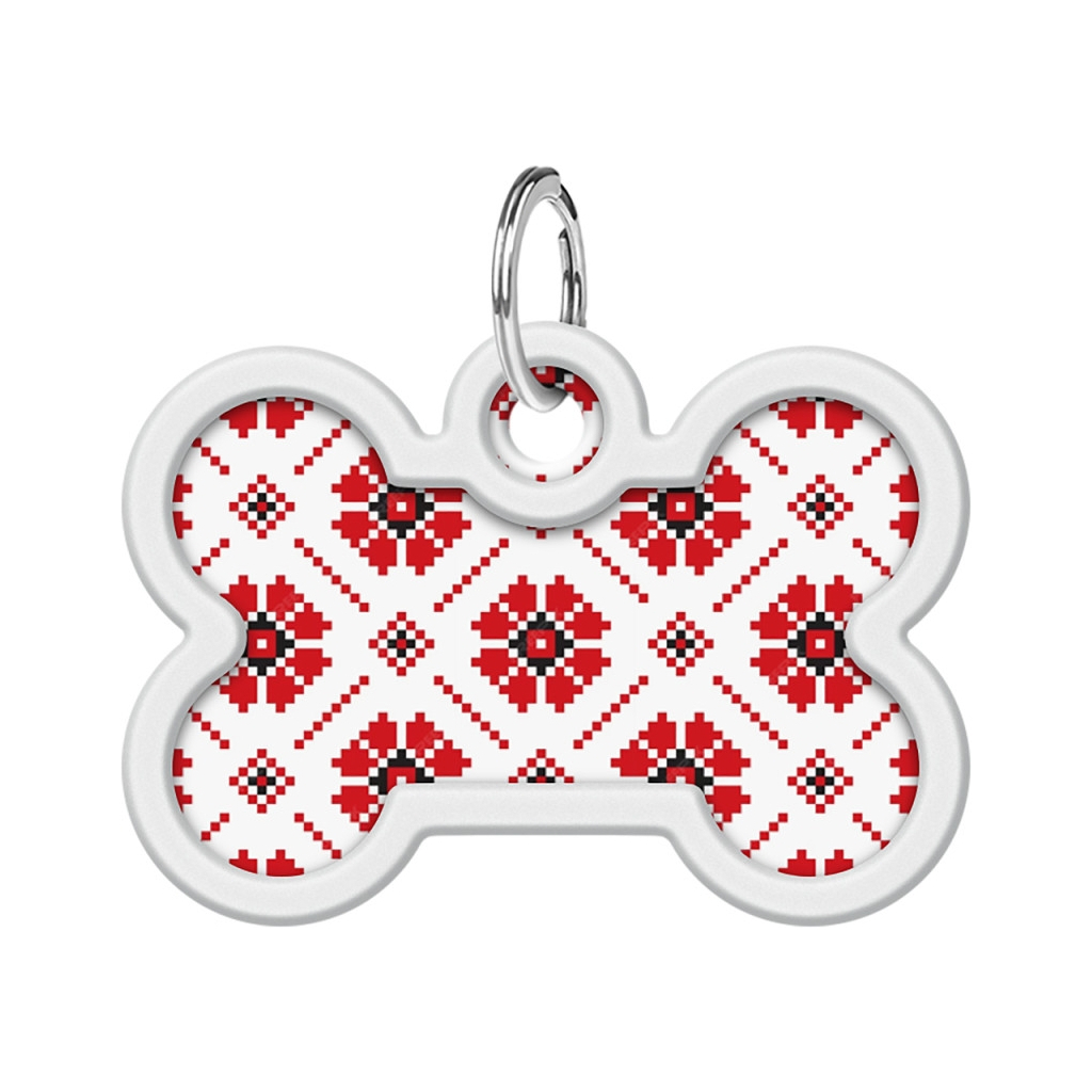 Адресник для тварин WAUDOG Smart ID з QR паспортом "Вишиванка", кістка 40х28 мм (231-4033)