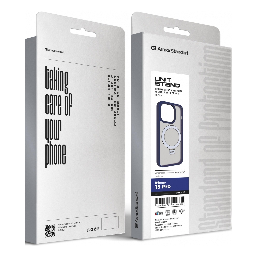 Чохол до мобільного телефона Armorstandart Unit Stand Apple iPhone 15 Pro Dark Blue (ARM70578) Чохол до мобільного телефона Armorstandart Unit Stand Apple iPhone 15 Pro Dark Blue (ARM70578)