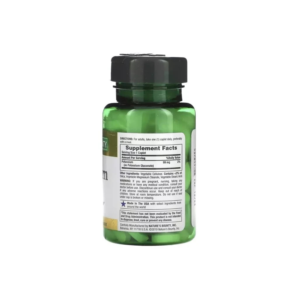 Мінерали Nature's Bounty Калій, 99 мг, Potassium, 100 каплет (NRT-01110) Мінерали Nature's Bounty Калій, 99 мг, Potassium, 100 каплет (NRT-01110)