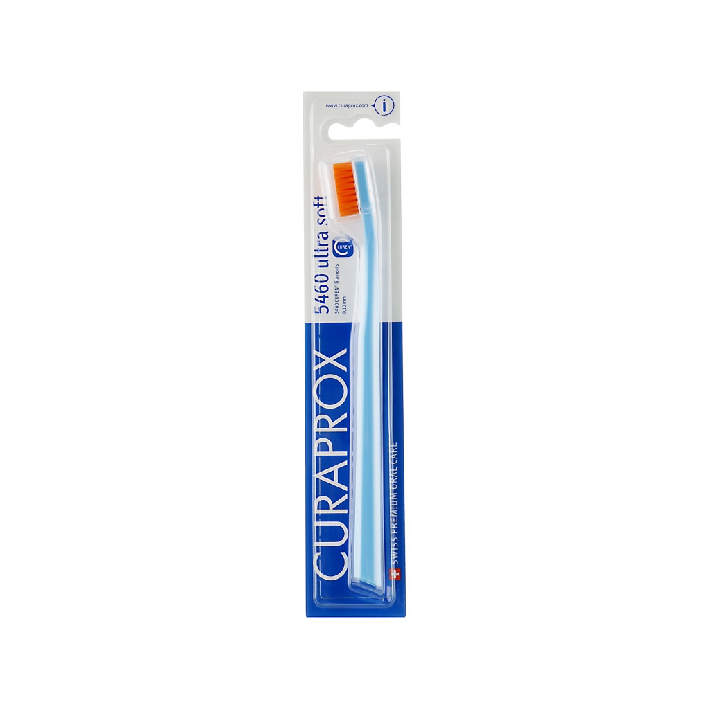 Зубна щітка Curaprox CS 5460 Ultra Soft Ультрам'яка D 0.10 мм Блакитна з помаранчевою щетиною (CS 5460-20)