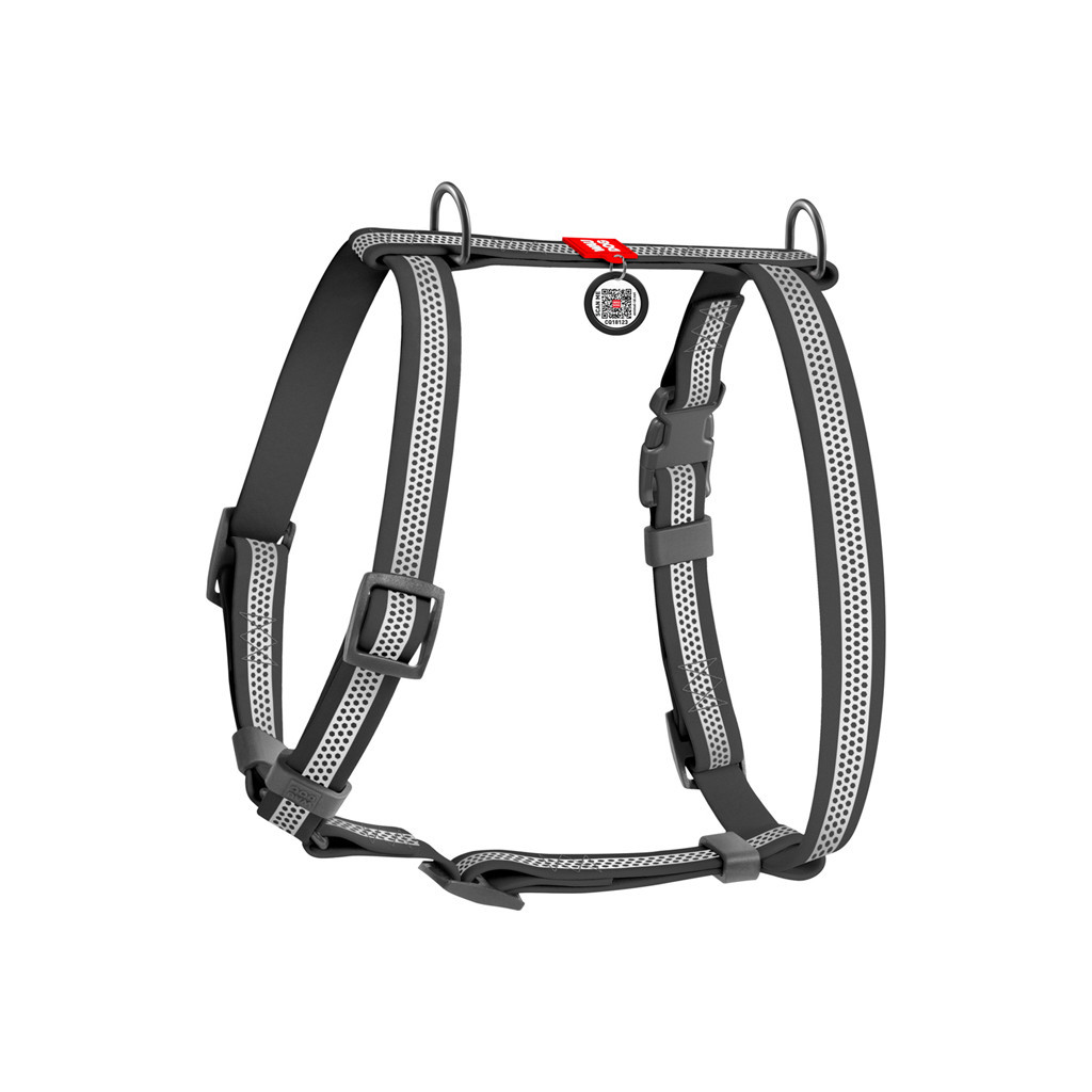 Шлея для собак WAUDOG Waterproof анатомічна Н-подібна з QR-паспортом XL сіра (324411)