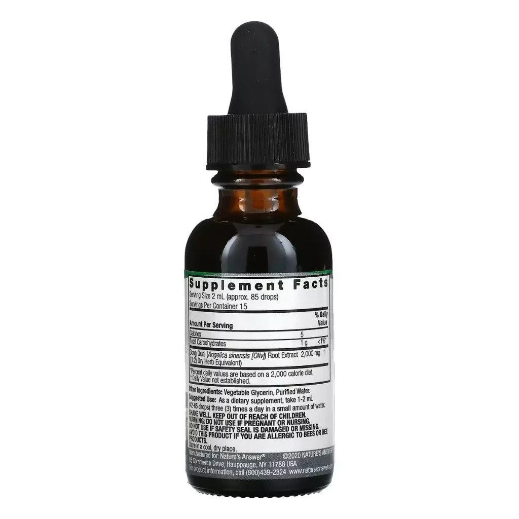 Трави Nature's Answer Екстракт дудника (дягілю) без спирту, 2000 мг, Dong Quai Root, 30 (NTA-00610)