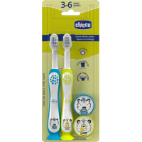 Дитяча зубна щітка Chicco 3-6 років, 2 шт. жовтий/блакитна (8058664174751) (12084.11)
