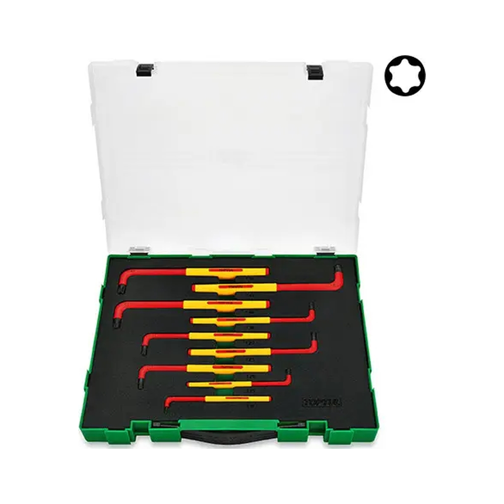 Ключ Toptul TORX діелектричний VDE 9 шт. T10-T50 (GZC0911) Ключ Toptul TORX діелектричний VDE 9 шт. T10-T50 (GZC0911)