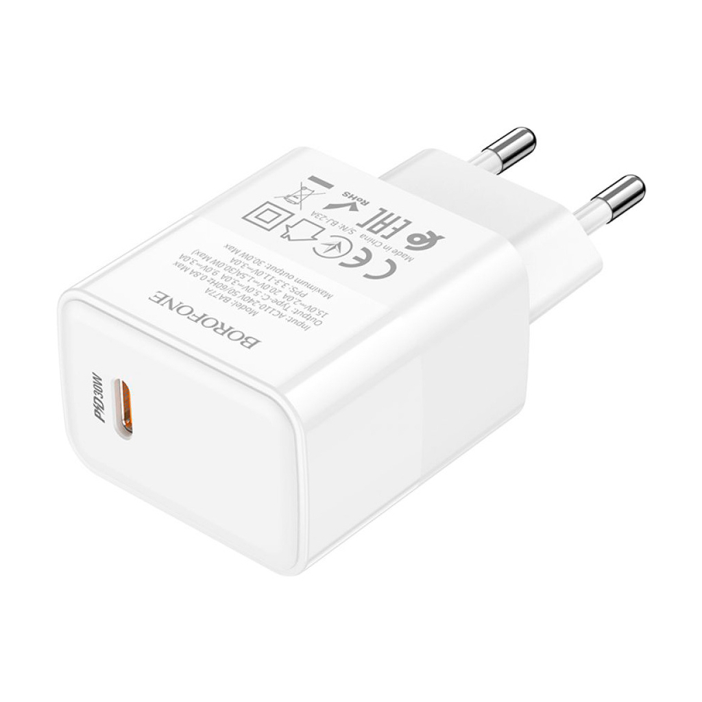 Зарядний пристрій BOROFONE BA77A Insightful USB-C PD30W White (6941991101274)