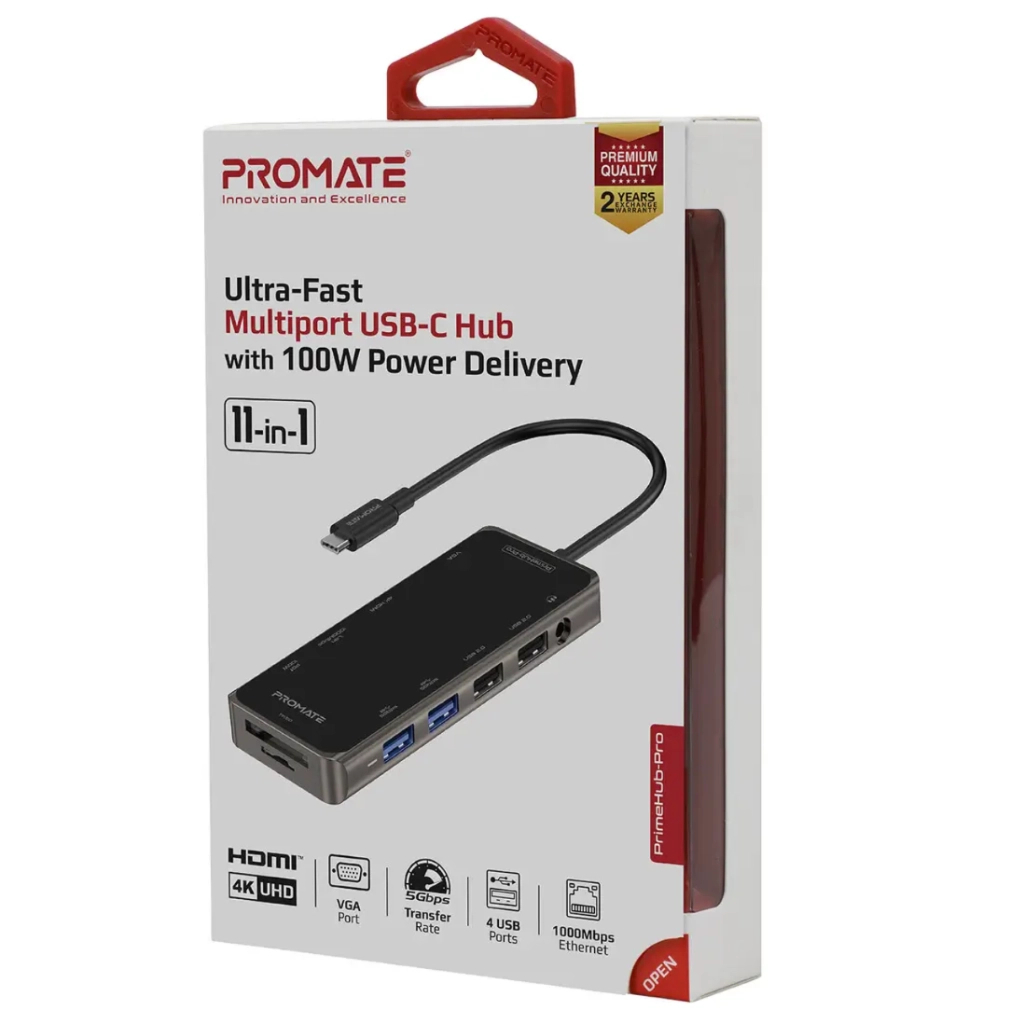 Концентратор Promate USB-C 11-in-1 Promate primehub-pro.grey (primehub-pro.grey)