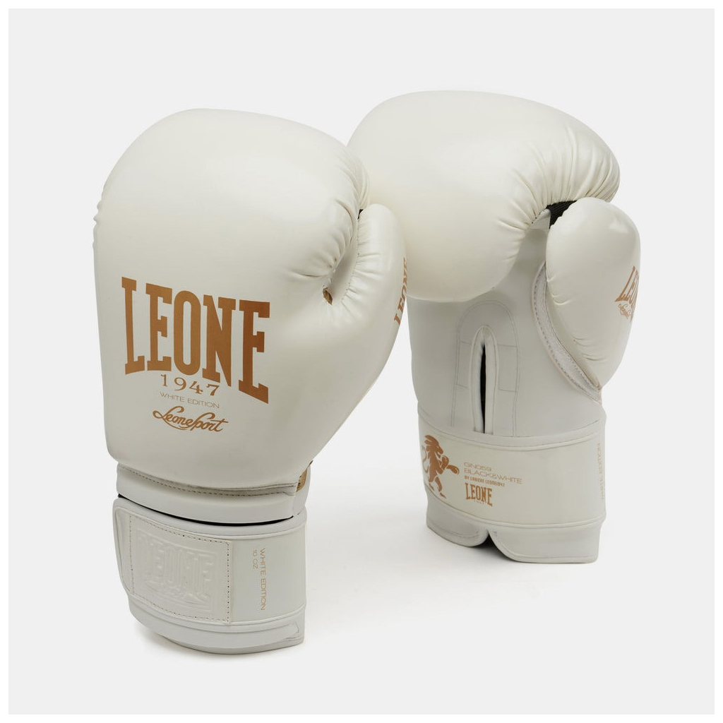 Боксерські рукавички Leone GN059W White/Gold 16 унцій (GN059W_White_16oz)