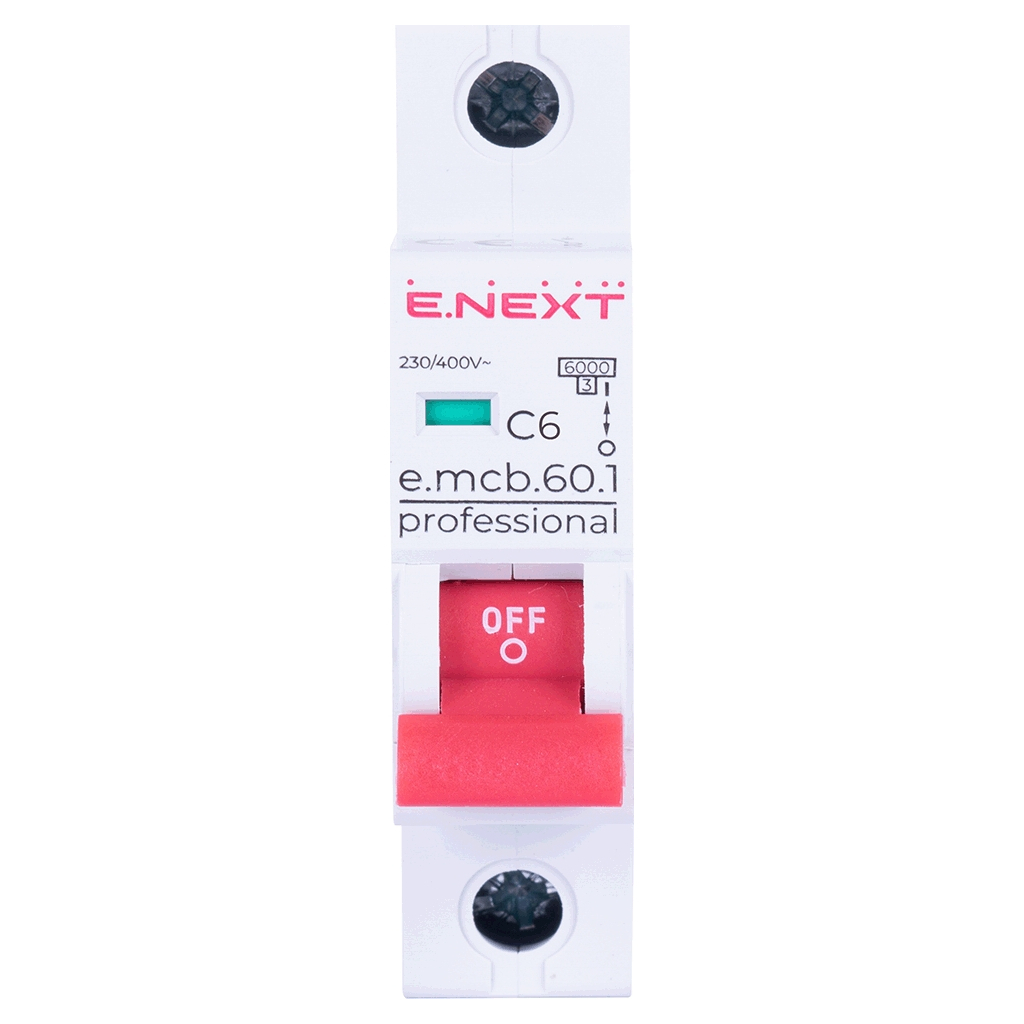 Автоматичний вимикач E.NEXT 1-п e.mcb.pro  6А C ( 6кА) (p042006) Автоматичний вимикач E.NEXT 1-п e.mcb.pro  6А C ( 6кА) (p042006)