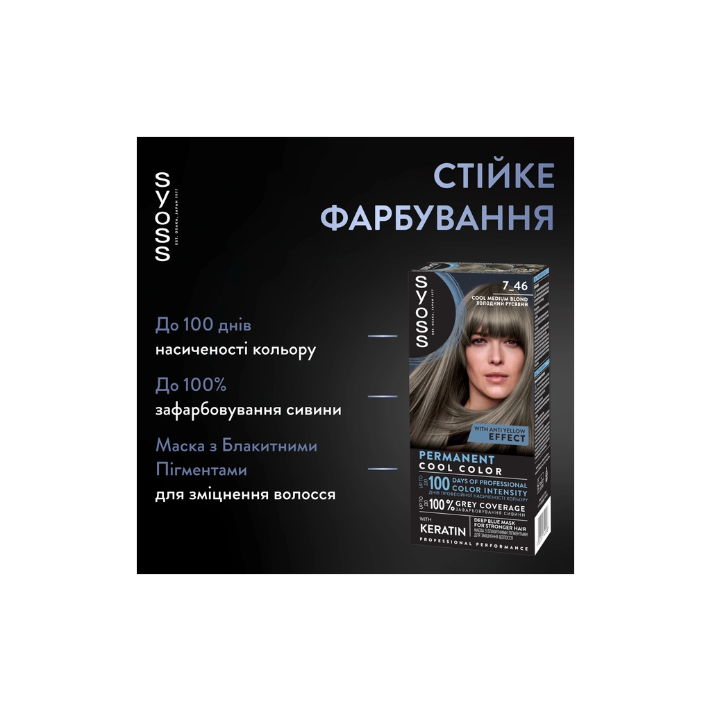 Фарба для волосся Syoss BL Permanent Coloration 7-46 - Холодний русявий (9000101741698)