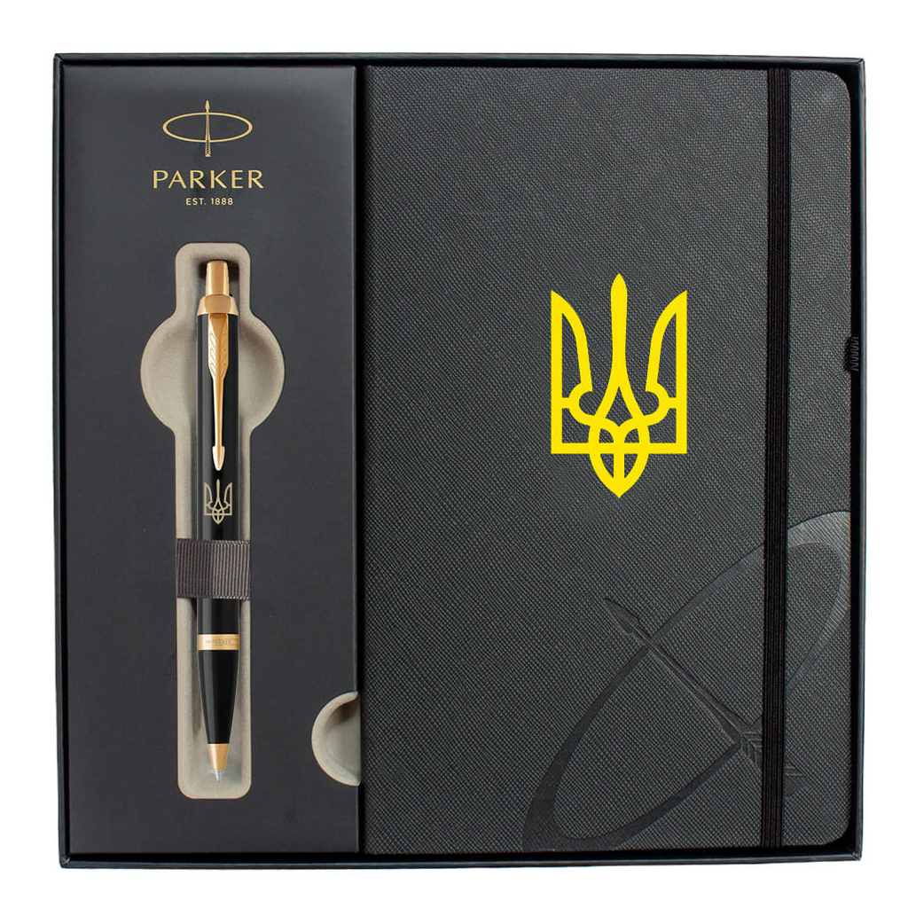 Ручка кулькова Parker IM 17 UKRAINE Black GT BP Тризуб + блокнот Parker + подар.упаковка GIFT24 (22032b24_T001y) Ручка кулькова Parker IM 17 UKRAINE Black GT BP Тризуб + блокнот Parker + подар.упаковка GIFT24 (22032b24_T001y)