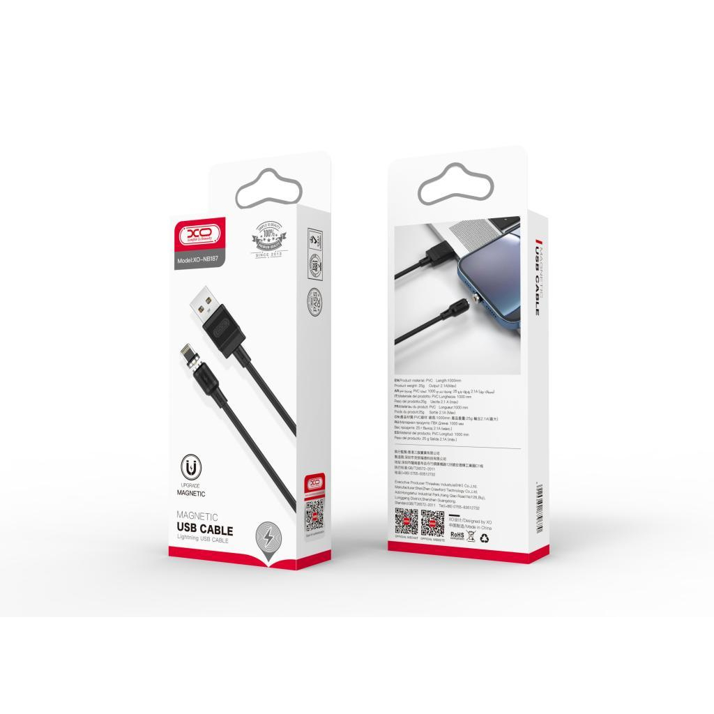 Дата кабель USB 2.0 AM to Lightning 1.0m 2.1A magnetic pvc white XO (NB187-L-1-WH) Дата кабель USB 2.0 AM to Lightning 1.0m 2.1A magnetic pvc white XO (NB187-L-1-WH)