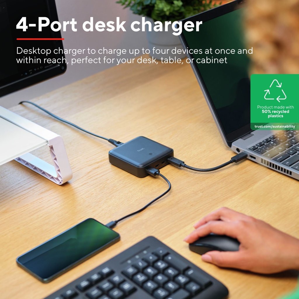 Зарядний пристрій Trust 3xUSB-C + USB-A 100W PD black (25242_TRUST) Зарядний пристрій Trust 3xUSB-C + USB-A 100W PD black (25242_TRUST)