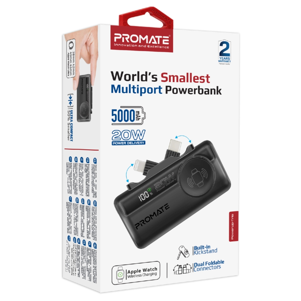 Повербанк Promate 5000mAh PD/20W, Apple Watch charging (powerup-trio.black) Повербанк Promate 5000mAh PD/20W, Apple Watch charging (powerup-trio.black)