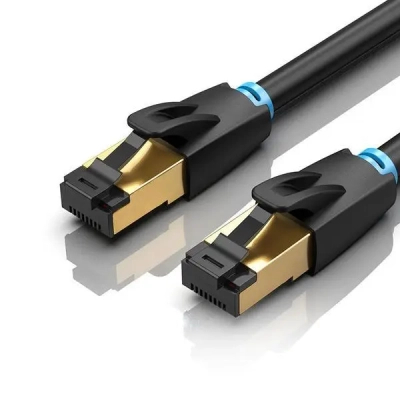 Патч-корд 2м, S/FTP cat 8 RJ-45 black Vention (IKABH)