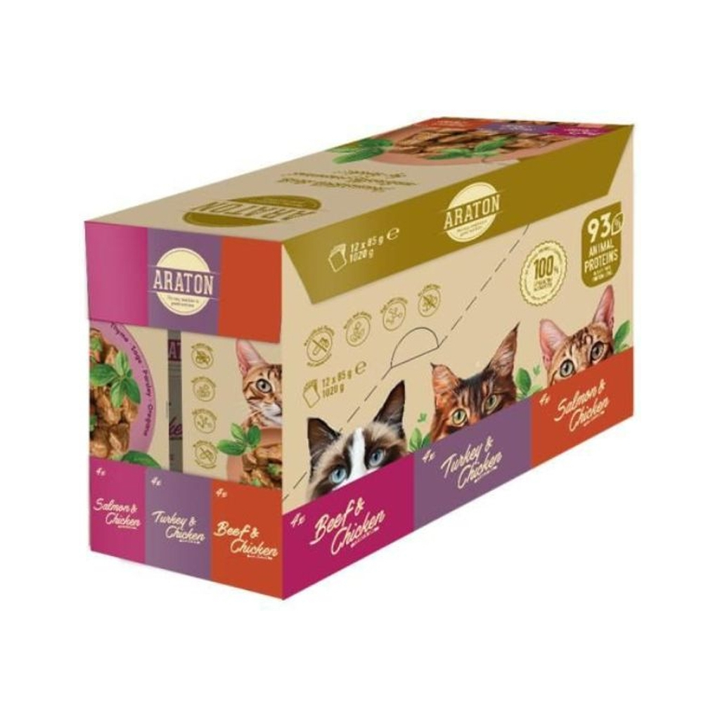 Вологий корм для кішок ARATON Set Adult 12x85 г (ART47931)