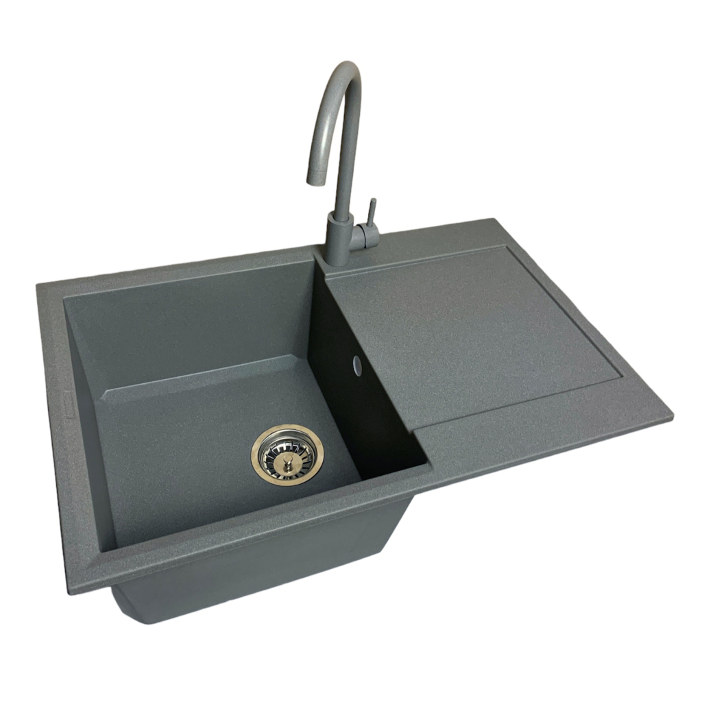 Мийка кухонна Adamant Horizon сірий + змішувач + дозатор (1824296901504)