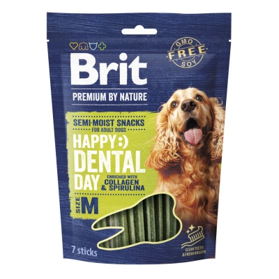 Ласощі для собак Brit Premium Dental Snacks M для середніх порід з колагеном і спіруліною 180 г (8595602573950)