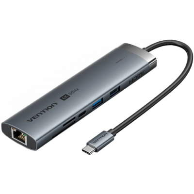 Концентратор Vention USB-C 9-in-1 HDMI 60Hz + 2xUSB 3.0 + RJ45 + SD/TF + 3.5mm + PD 100W (TGVHB)