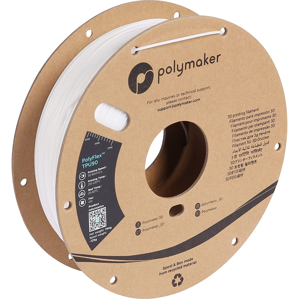 Пластик для 3D-принтера Polymaker TPU-90A 1,75mm 0,75kg WHITE (PD02002)