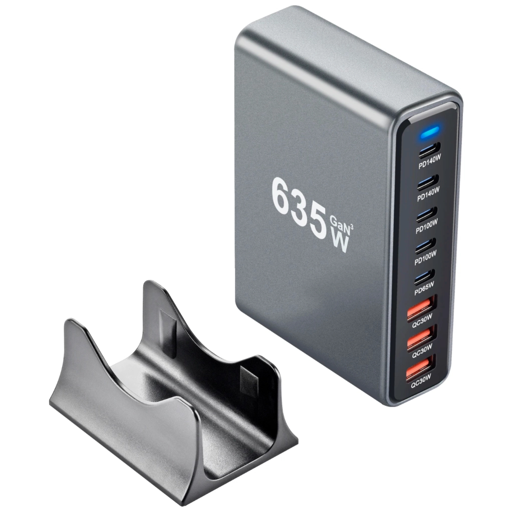 Зарядний пристрій XoKo 2xUSB-C PD3.1 140W + 2xUSB-C PD100W + 1xUSB-C PD65W + 3xUSB QC30W GaN (QC-600)