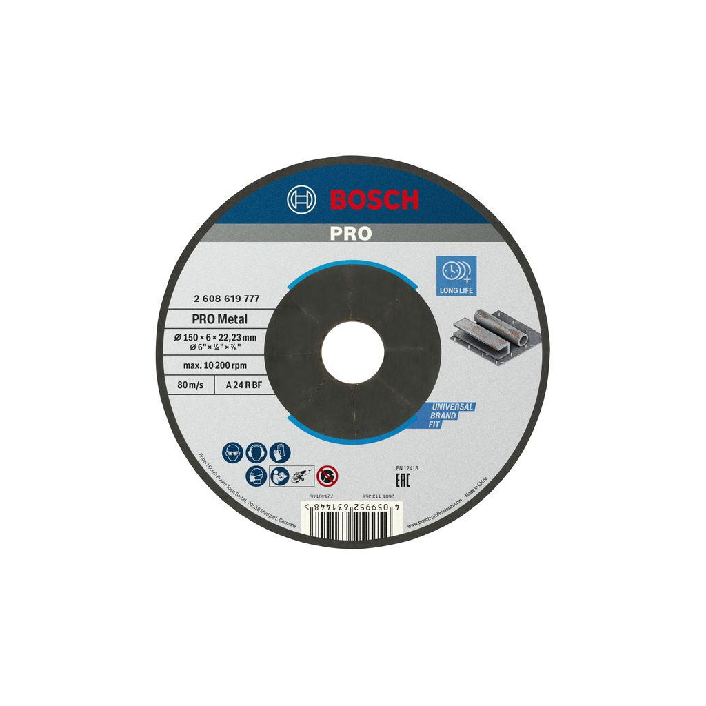 Круг відрізний Bosch Professional, для металу, 150×6×22.23 mm (2.608.619.777) Круг відрізний Bosch Professional, для металу, 150×6×22.23 mm (2.608.619.777)