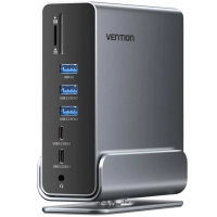 Концентратор Vention USB-C 15-in-1 2xHDMI + DisplayPort + RJ45 + SD/TF + 3.5mm gray (TPUH0)