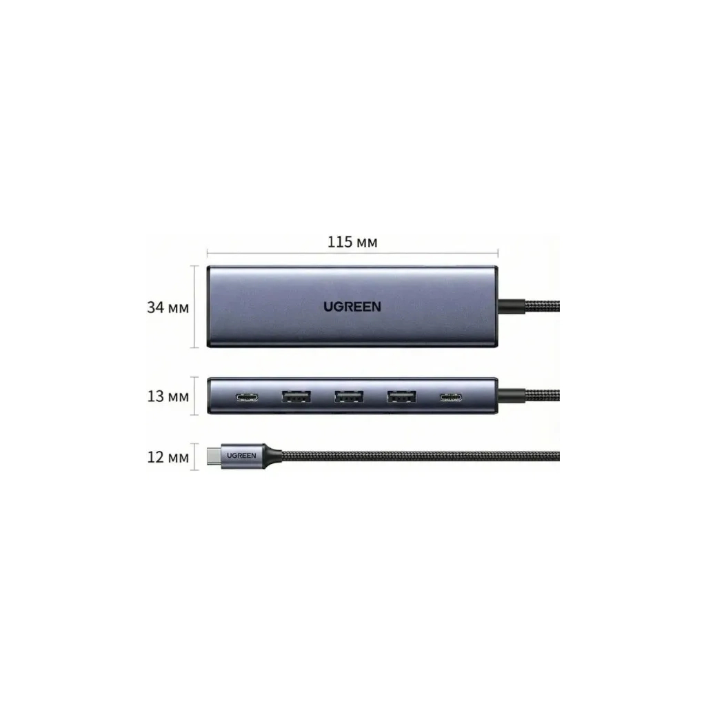 Концентратор Ugreen USB-C 5-in-1 3xUSB-A + 1xUSB-C PD100W + DisplayPort 4K60Hz black (75642) Концентратор Ugreen USB-C 5-in-1 3xUSB-A + 1xUSB-C PD100W + DisplayPort 4K60Hz black (75642)