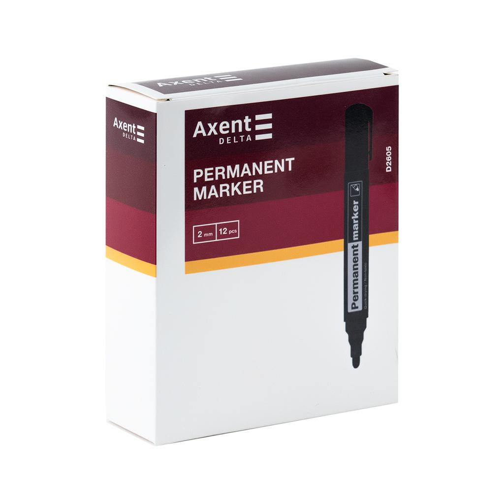 Маркер Axent Permanent D2605, 2 мм круглий, чорний (D2605-01)