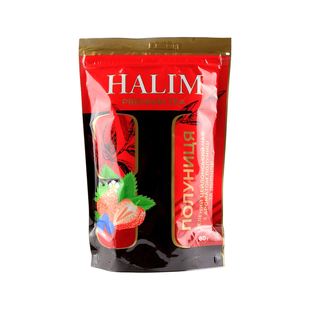 Чай Halim зелений листовий "Полуниця" 80 г (4820229040917)