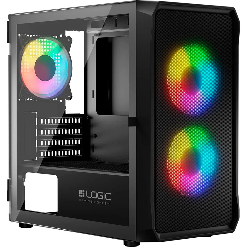 Корпус для ПК Logic concept PORTOS MESH+GLASS ARGB fans 3x120mm BLACK (AM-PORTOS-10-0000000-0002)
