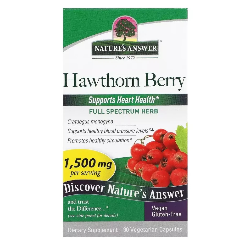 Трави Nature's Answer Глід, 1500 мг, Hawthorn Berry, 90 вегетаріанських капсул (NTA-16266)