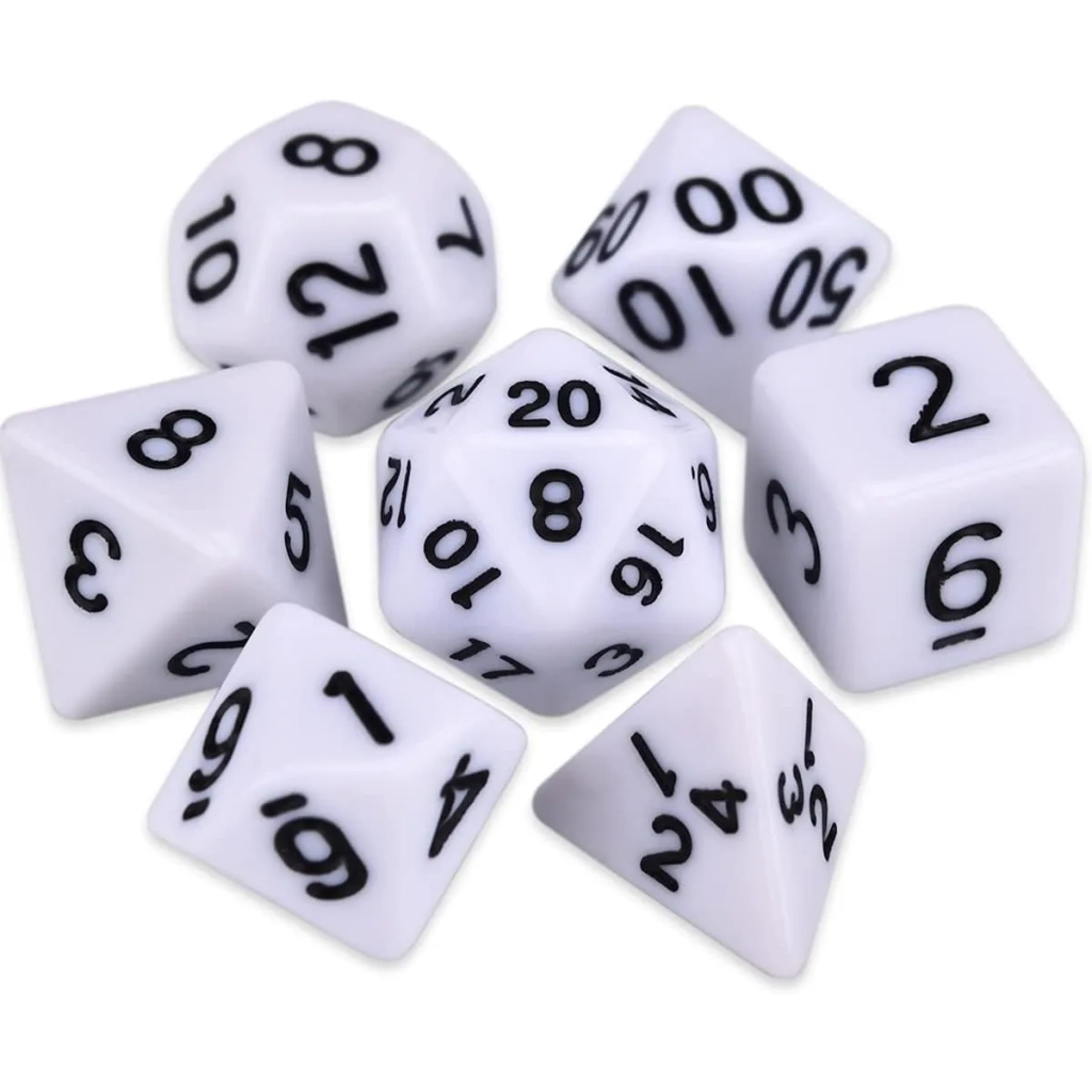 Набір кубиків для настільних ігор Games 7 Days Opaque 7 Dice Set - White (g7dopaq07)