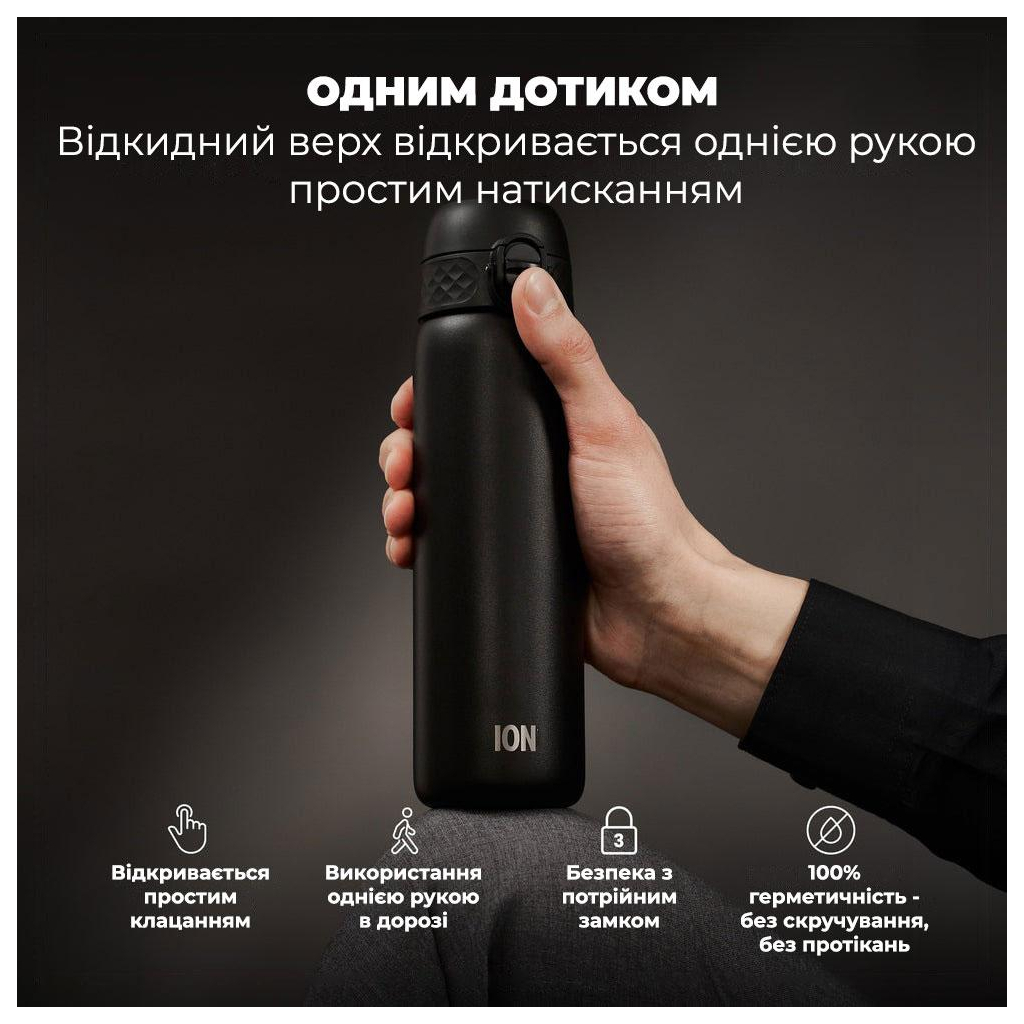 Пляшка для води ION8 OneTouch Vacuum Insulated 500 мл Black (I8TS500BLK)