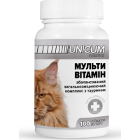 Вітаміни для котів Unicum PREMIUM мультивітамін 100 табл. (4820150201838)
