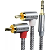 Кабель мультимедійний 3.5mm M to 2xRCA M 2.0m 90° corner Essager (EYPWT-MYA0G-P)