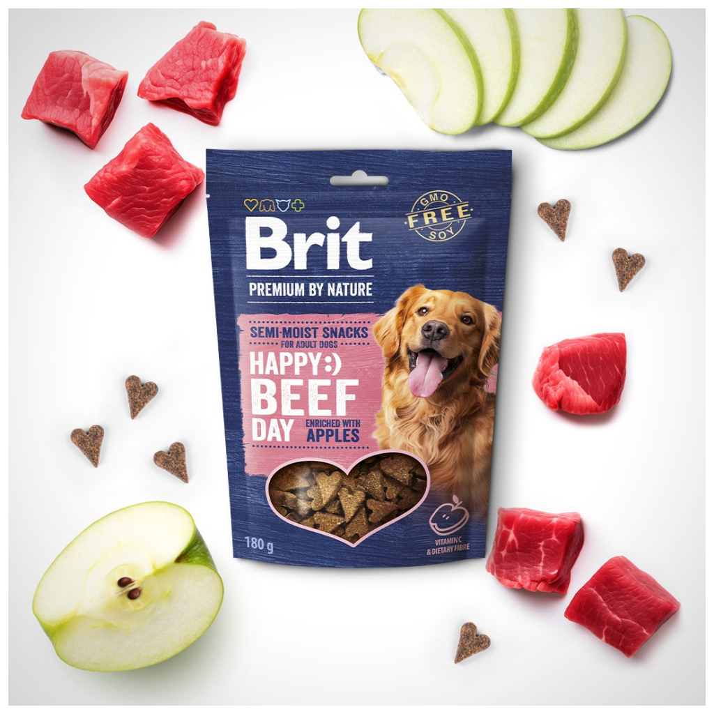 Ласощі для собак Brit Premium Semi-moist Snacks Beef with Apples напіввологі з яловичиною і яблуками 180 г (8595602573929)