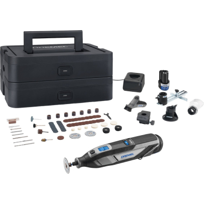 Гравер Dremel 8240 5/65 Platinum+ 12V, 2х2Ah, 5000-35000об/хв, 65 насадок ЗП, кейс 0.66кг (F.013.824.0JP)