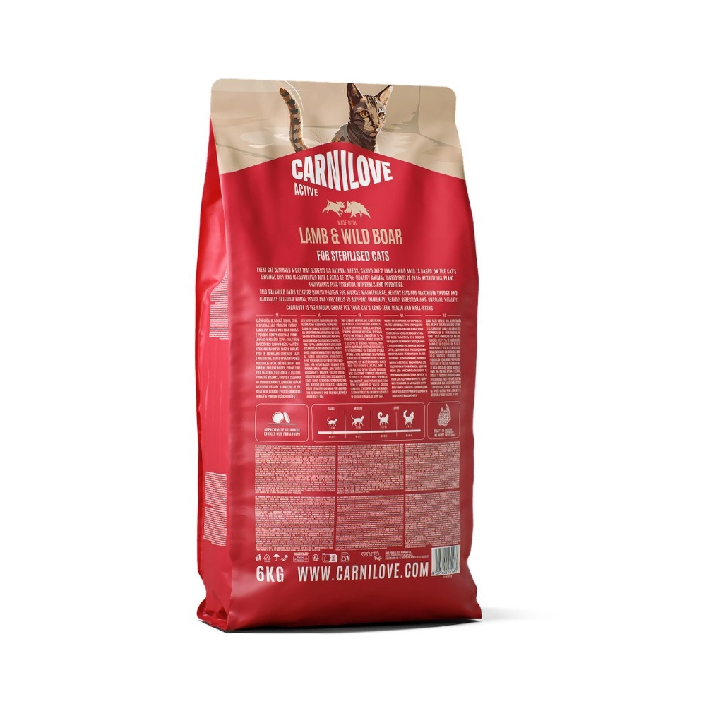 Сухий корм для кішок Carnilove Active Lamb & Wild Boar Sterilised 6 кг (8595602581467)